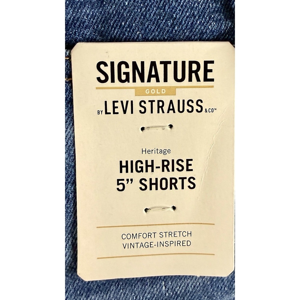 Levi Strauss Signature Womens 14 W32 Heritage High Rise 5" Jeans Shorts Stretch - Picture 4 of 8